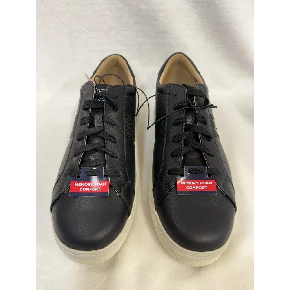 Chaps Men's Court Sneakers Camden Black Memory Foam Comfort Shoes Size 11.5